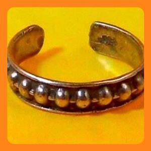 Vintage Sterling‎ Silver Adjustable Ribbed Ball Toe Ring Sexy Beach Foot Jewelry